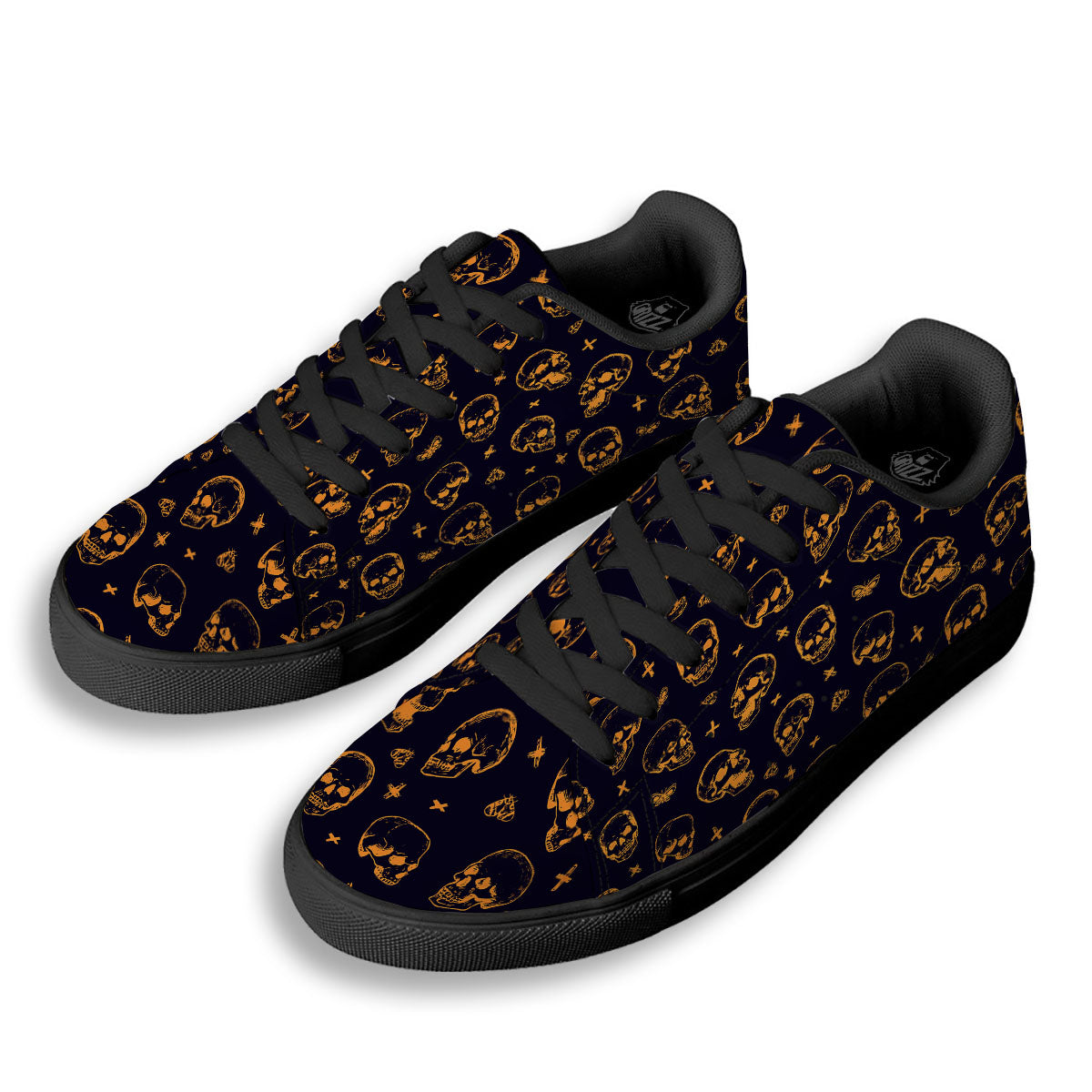 Skull Halloween Print Pattern Black Low Top Sneakers-grizzshop