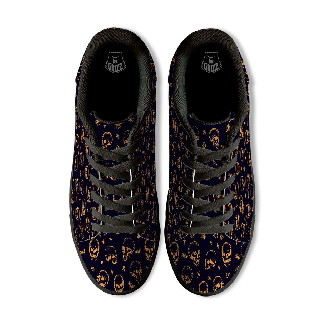 Skull Halloween Print Pattern Black Low Top Sneakers-grizzshop