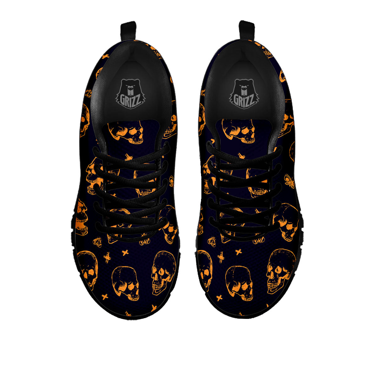 Skull Halloween Print Pattern Black Sneaker-grizzshop