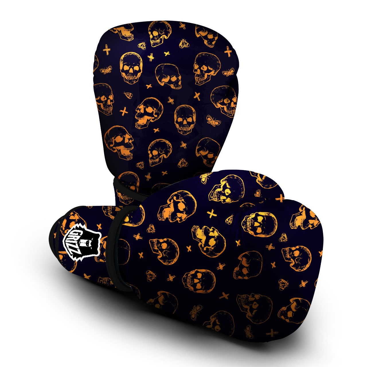 Skull Halloween Print Pattern Boxing Gloves-grizzshop