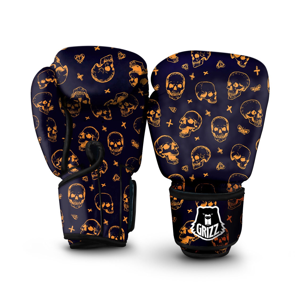 Skull Halloween Print Pattern Boxing Gloves-grizzshop