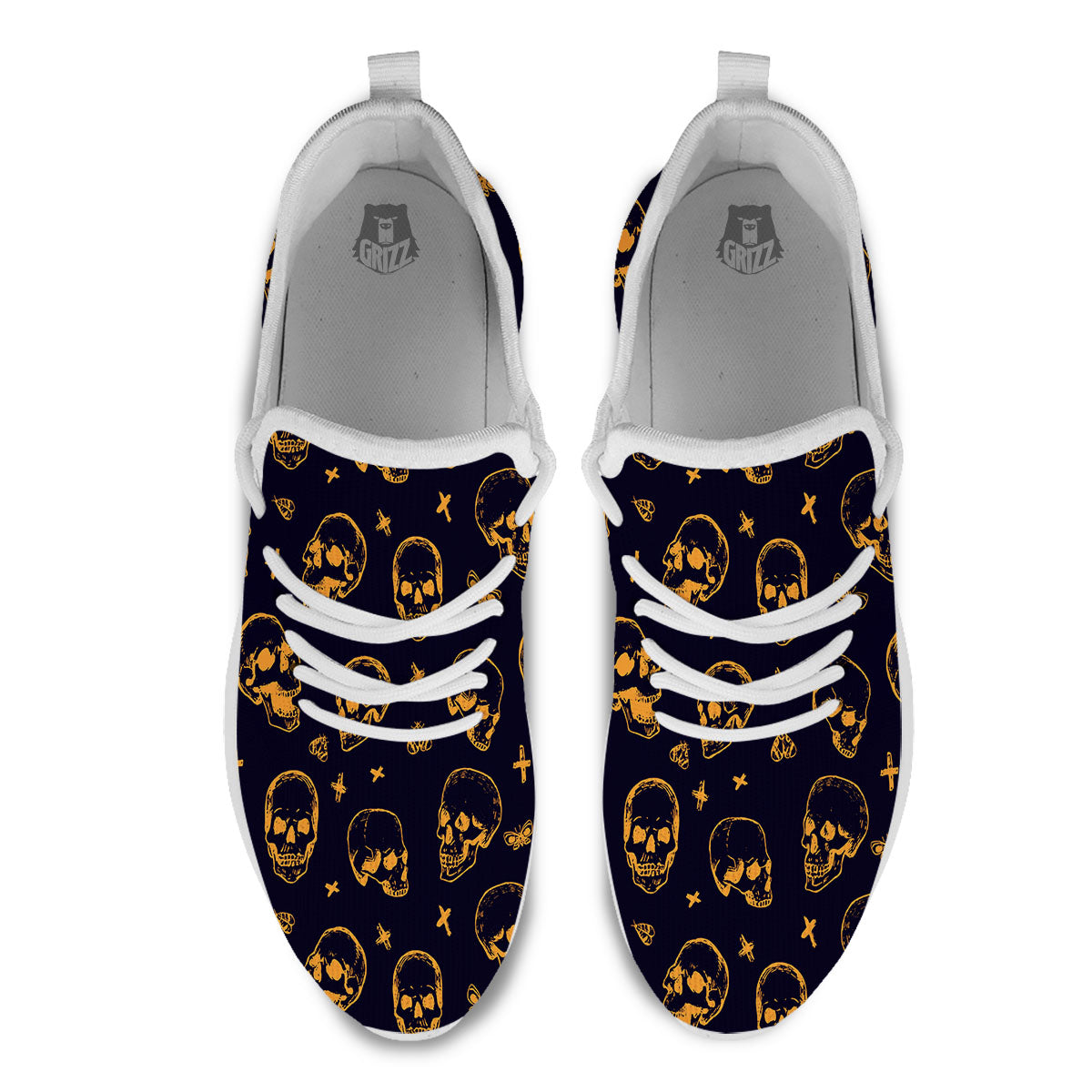 Skull Halloween Print Pattern White Athletic Shoes-grizzshop