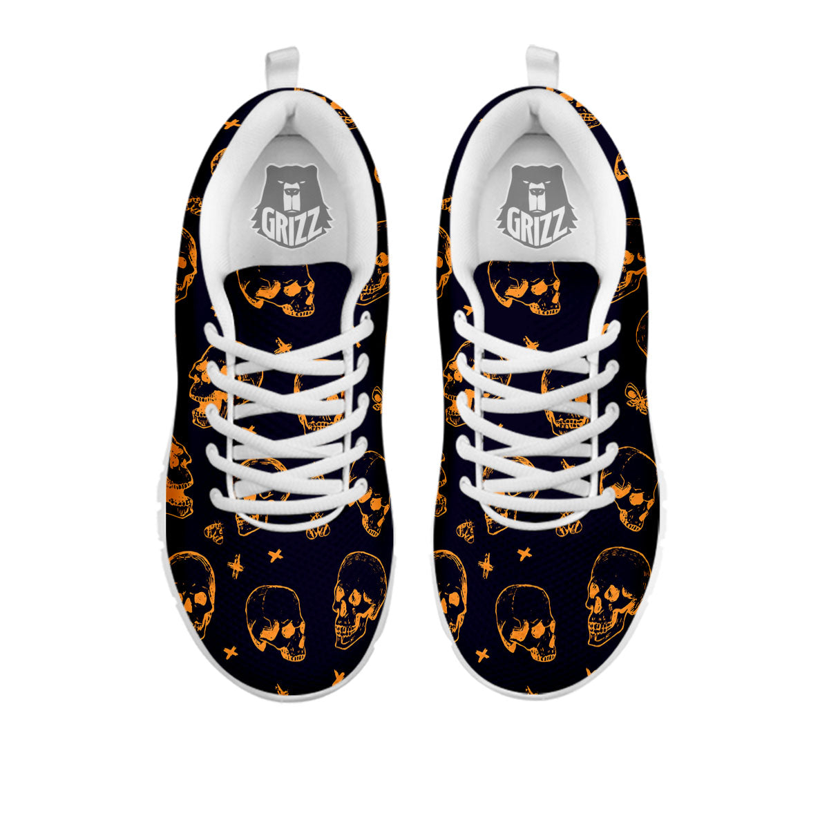 Skull Halloween Print Pattern White Sneaker-grizzshop