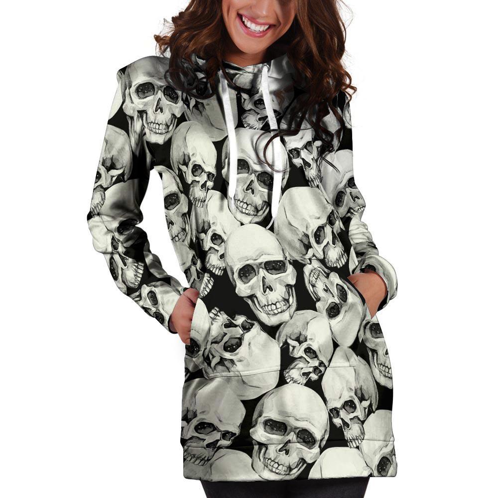 Skull Hoodie Dress-grizzshop