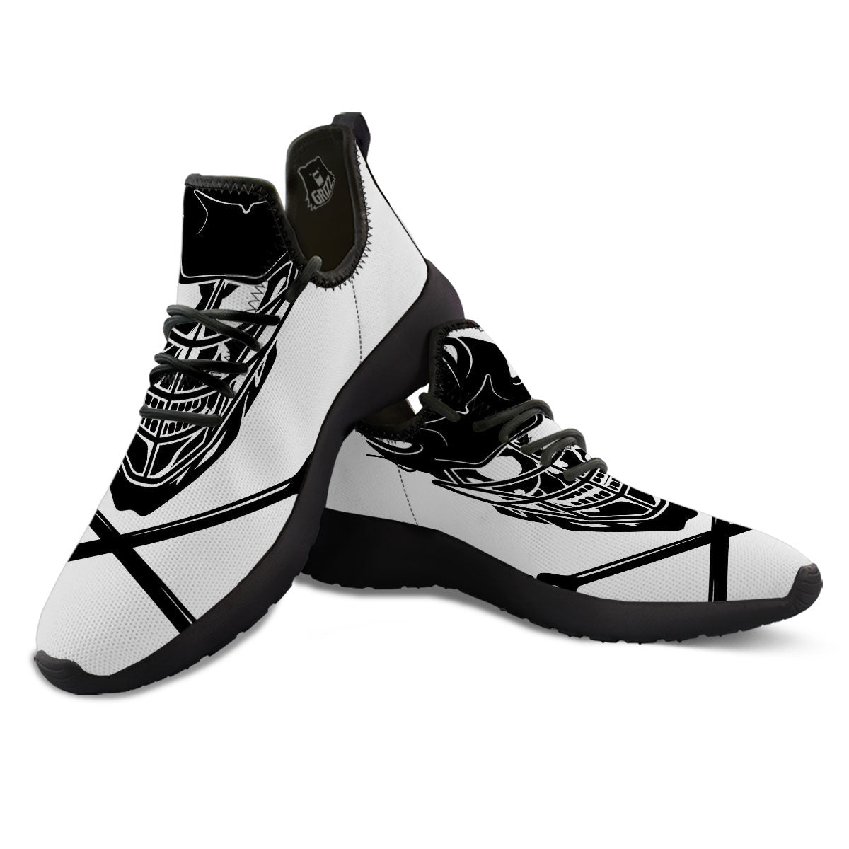 Skull Lacrosse Print Black Athletic Shoes-grizzshop