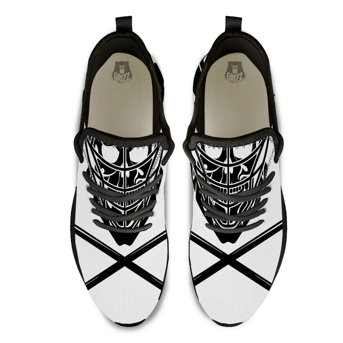 Skull Lacrosse Print Black Athletic Shoes-grizzshop