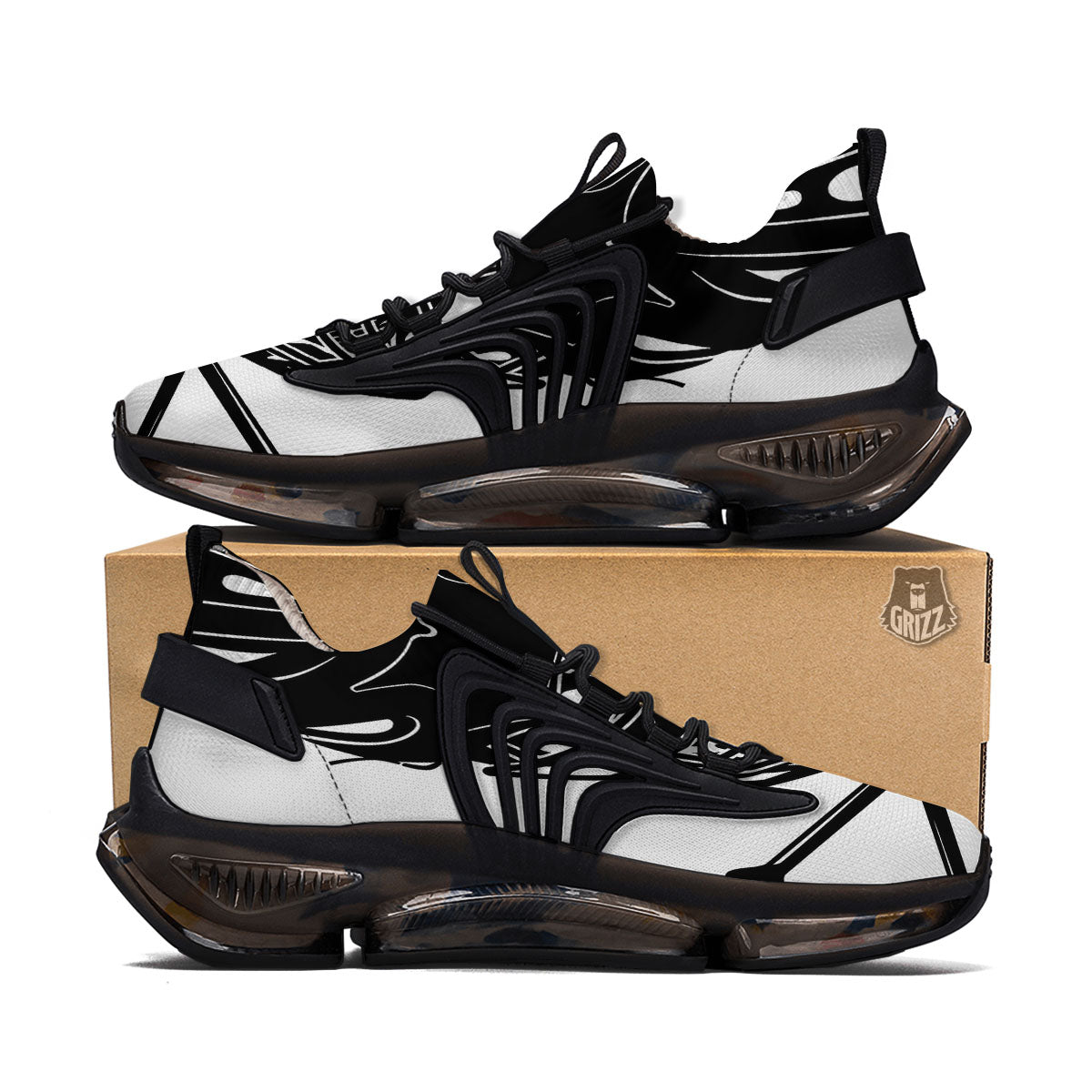 Skull Lacrosse Print Black Gym Shoes-grizzshop