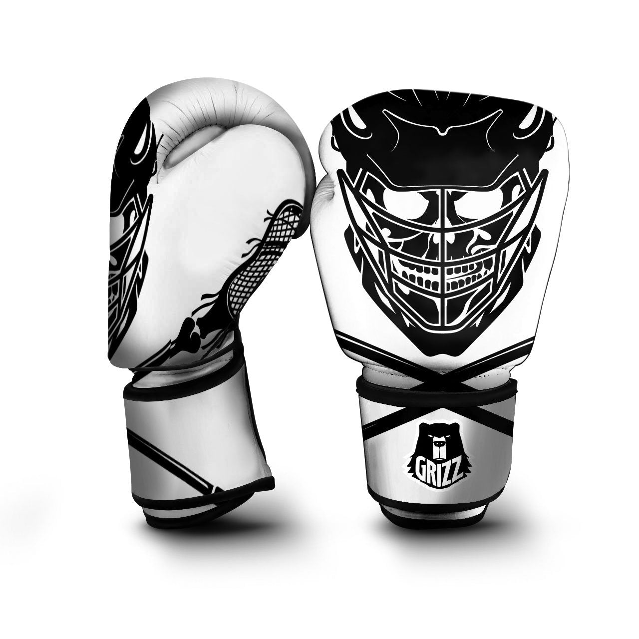 Skull Lacrosse Print Boxing Gloves-grizzshop