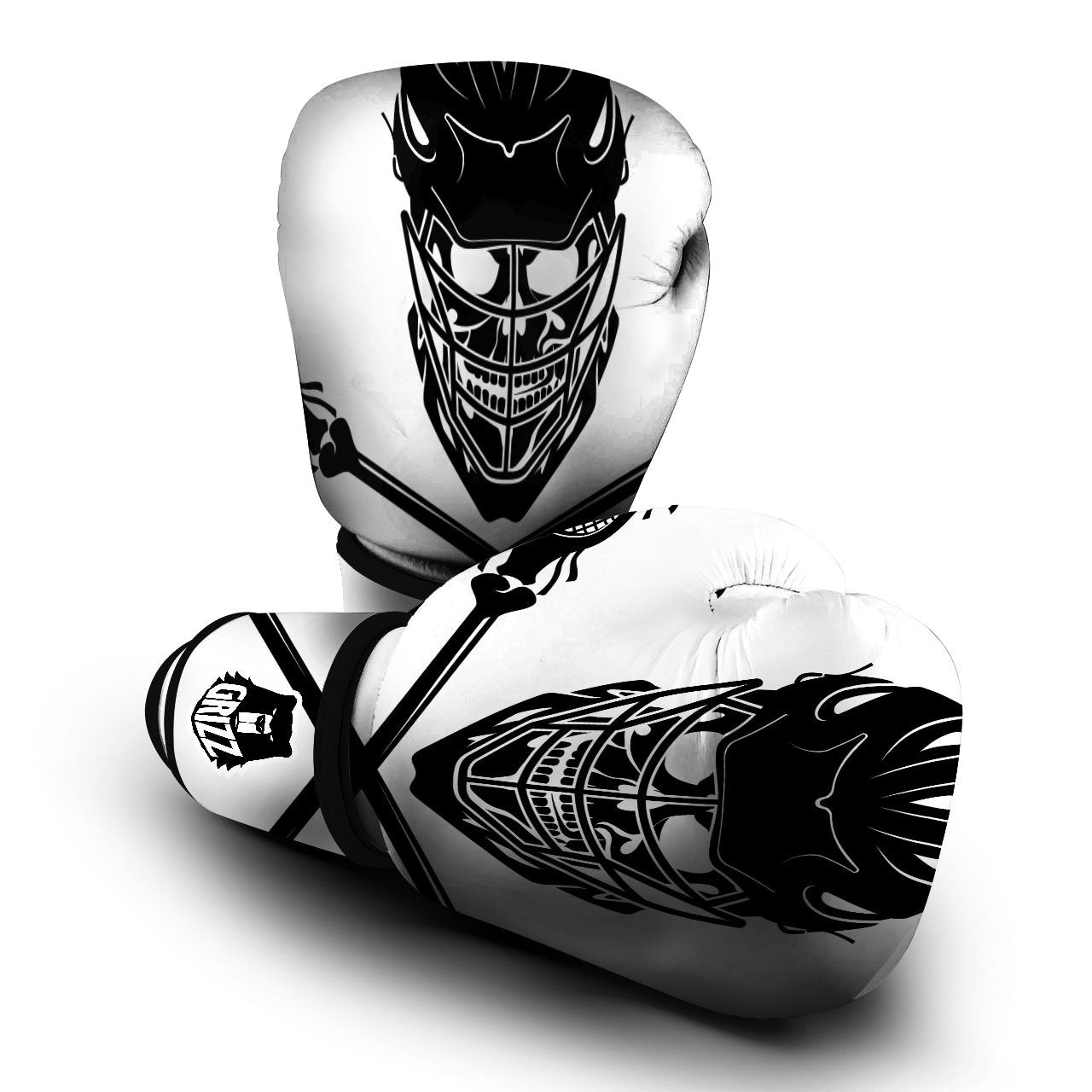 Skull Lacrosse Print Boxing Gloves-grizzshop