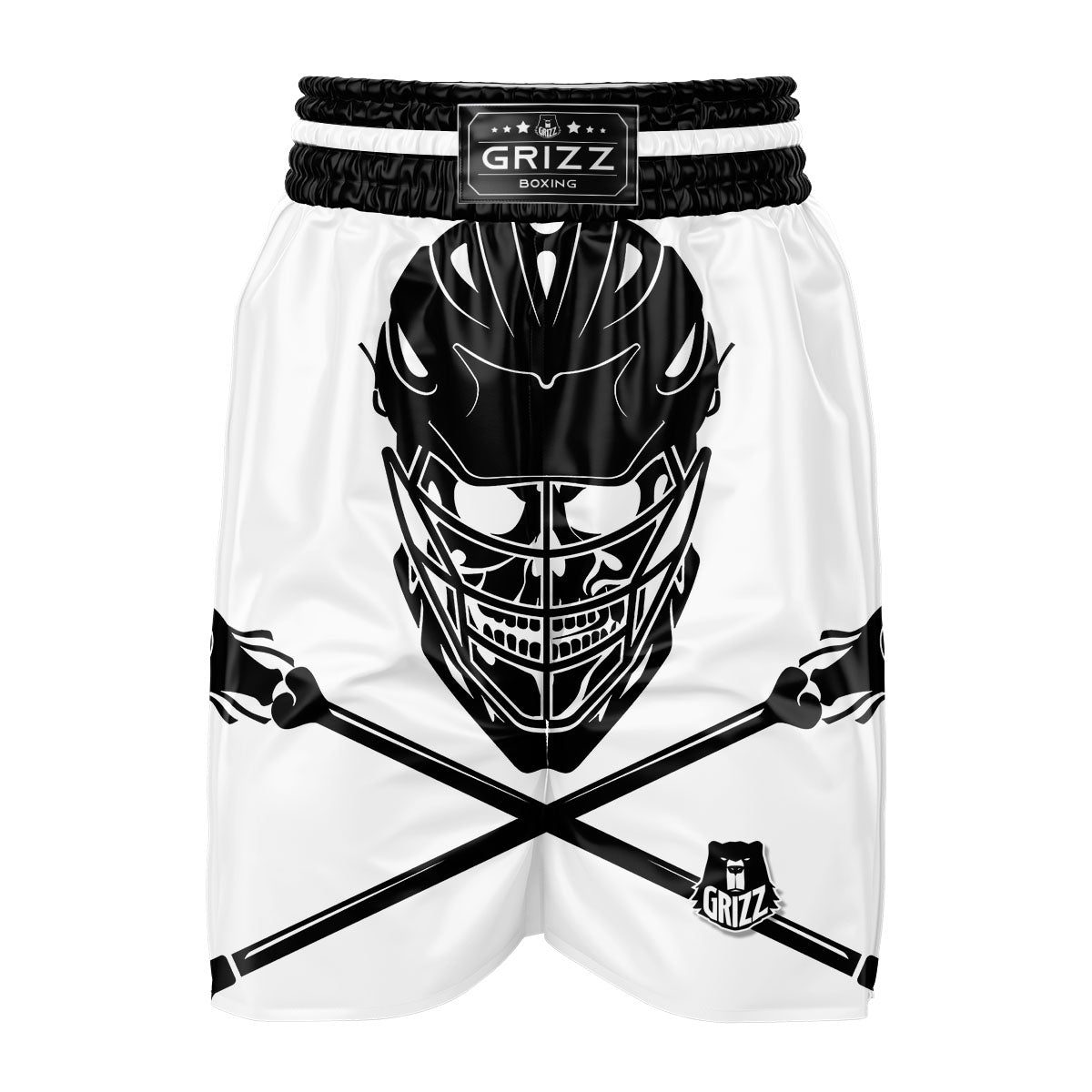Skull Lacrosse Print Boxing Shorts-grizzshop