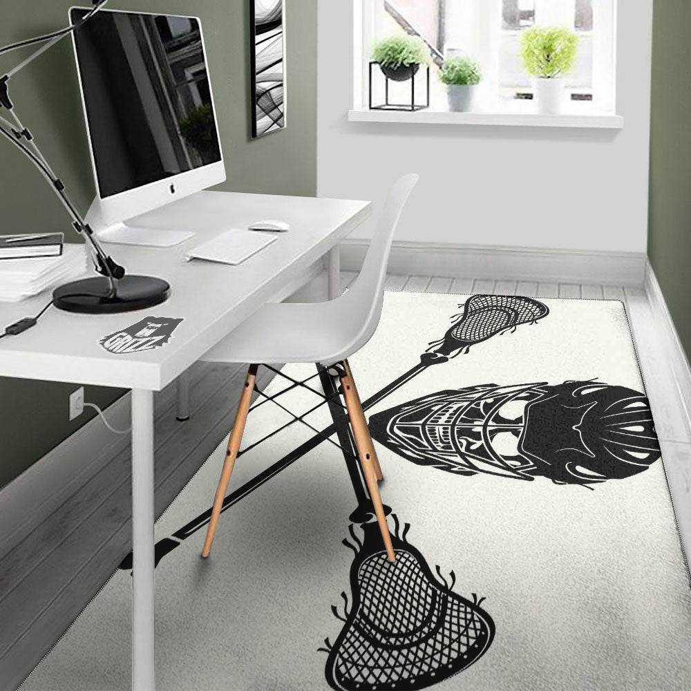 Skull Lacrosse Print Floor Mat-grizzshop