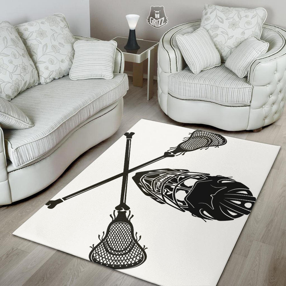 Skull Lacrosse Print Floor Mat-grizzshop