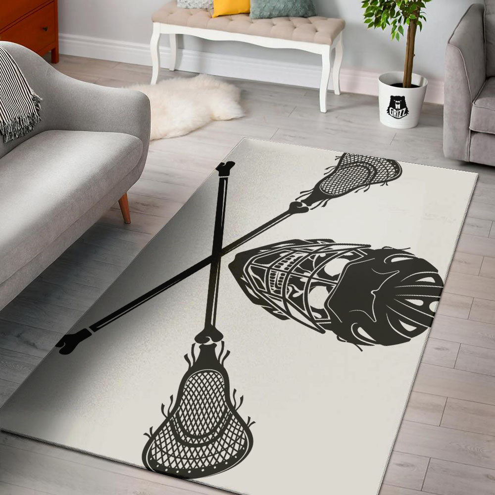 Skull Lacrosse Print Floor Mat-grizzshop
