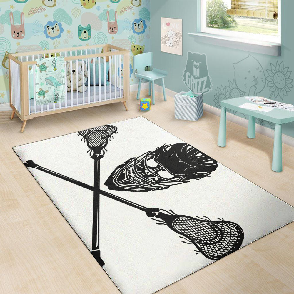 Skull Lacrosse Print Floor Mat-grizzshop