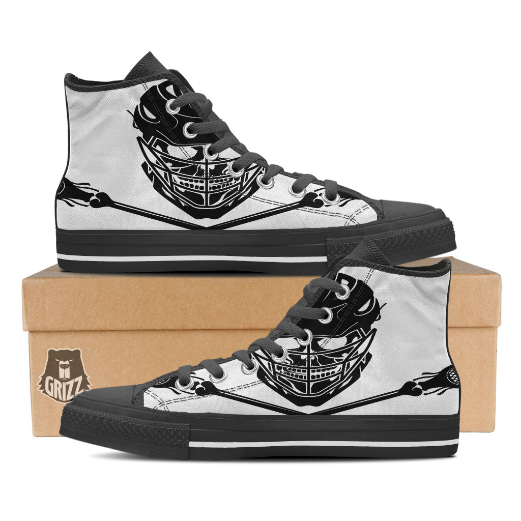 Skull Lacrosse Print High Top Shoes-grizzshop