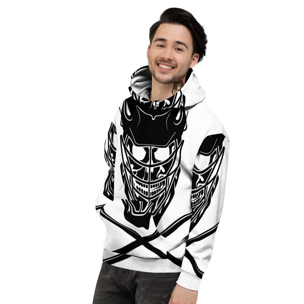 Skull Lacrosse Print Men's Hoodie-grizzshop