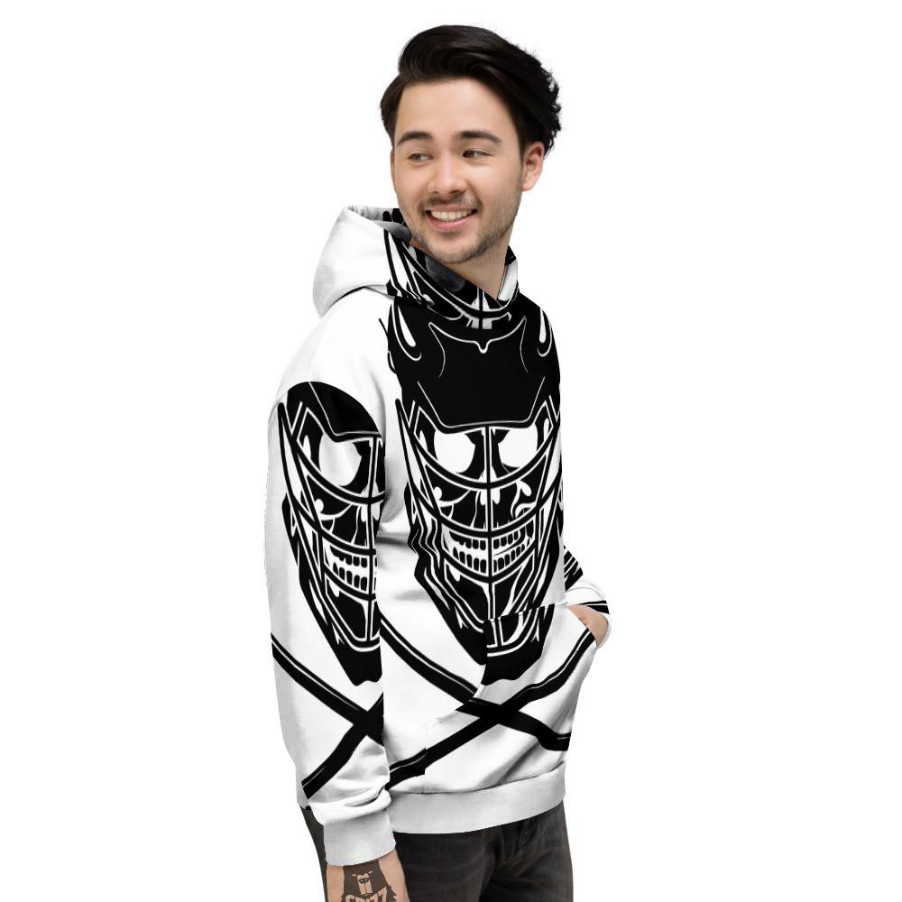 Skull Lacrosse Print Men's Hoodie-grizzshop