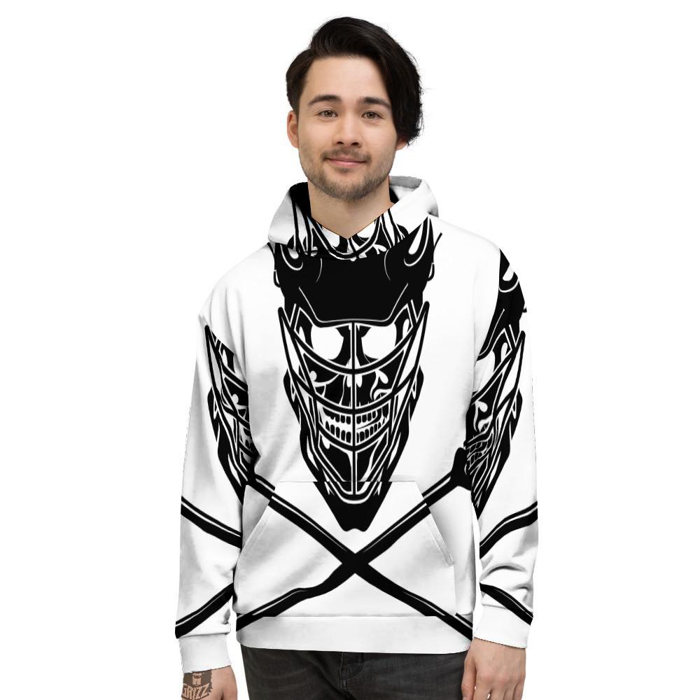 Skull Lacrosse Print Men's Hoodie-grizzshop