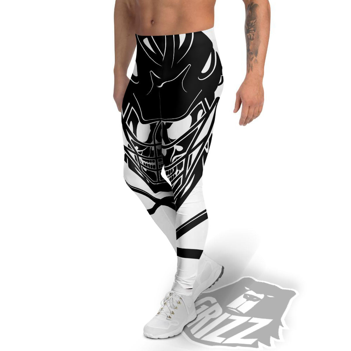 Skull Lacrosse Print Men's Leggings-grizzshop
