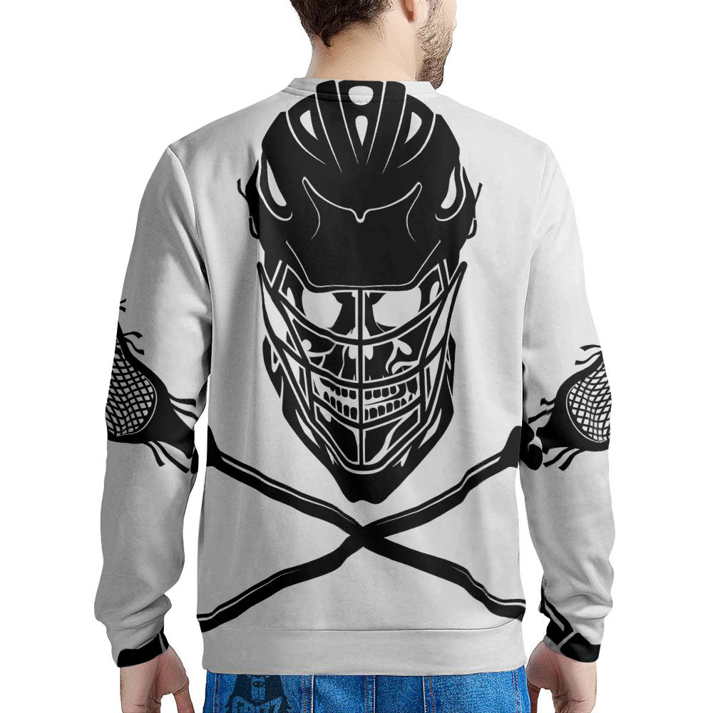 Skull Lacrosse Print Men's Sweatshirt-grizzshop