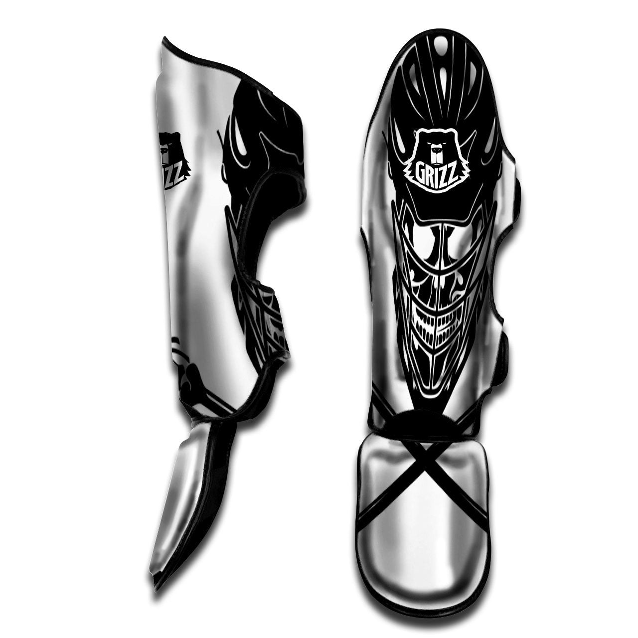 Skull Lacrosse Print Muay Thai Shin Guards-grizzshop