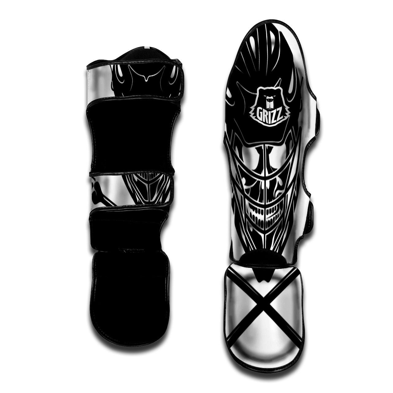 Skull Lacrosse Print Muay Thai Shin Guards-grizzshop