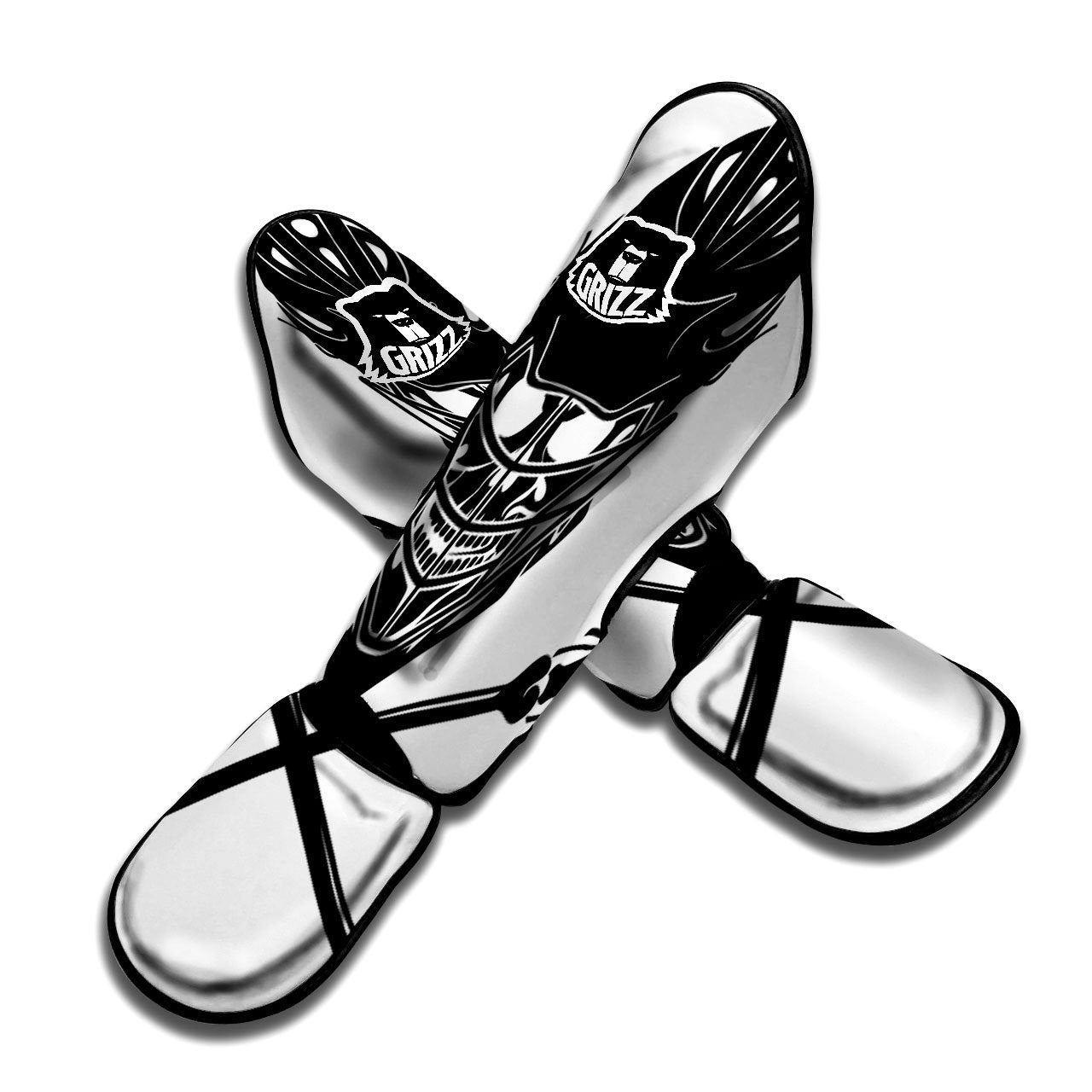 Skull Lacrosse Print Muay Thai Shin Guards-grizzshop
