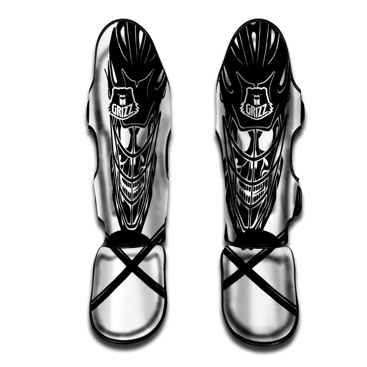 Skull Lacrosse Print Muay Thai Shin Guards-grizzshop