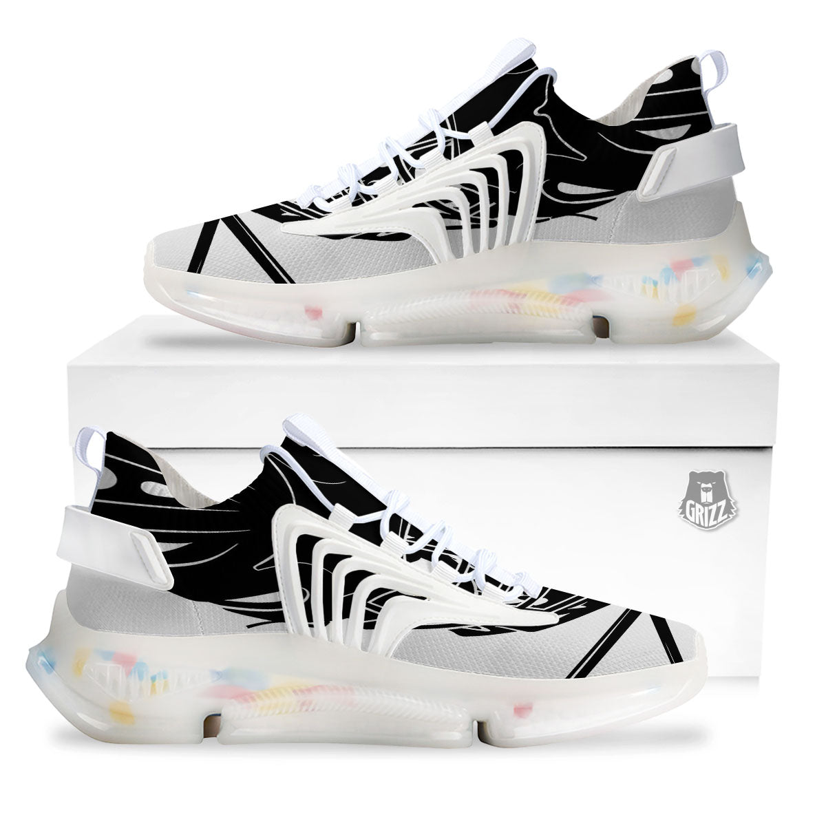 Skull Lacrosse Print White Gym Shoes-grizzshop