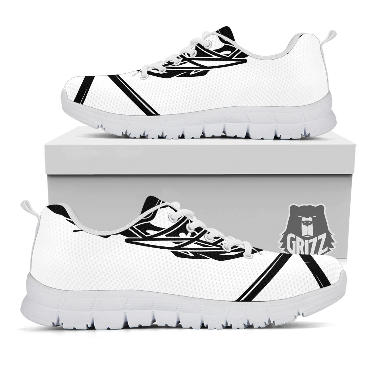 Skull Lacrosse Print White Sneaker-grizzshop