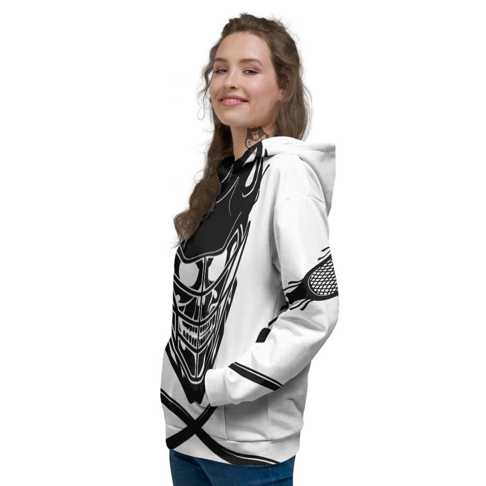 Skull Lacrosse Print Women's Hoodie-grizzshop