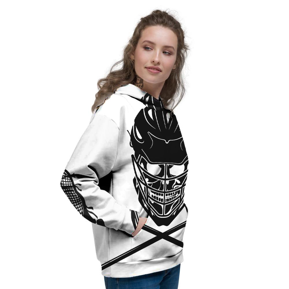 Skull Lacrosse Print Women's Hoodie-grizzshop