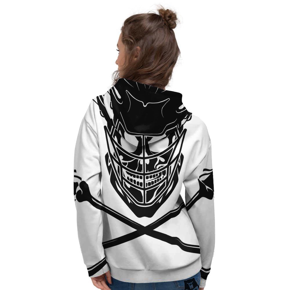 Skull Lacrosse Print Women's Hoodie-grizzshop