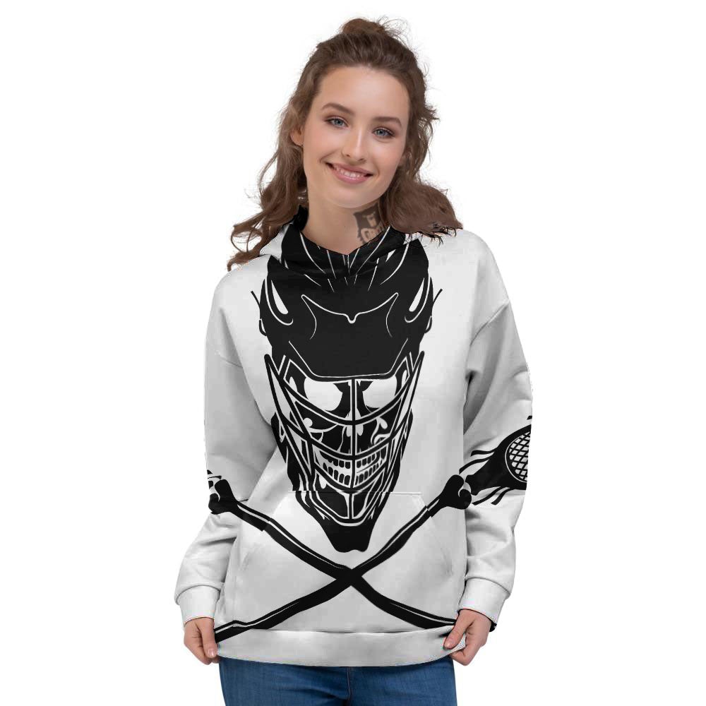Skull Lacrosse Print Women's Hoodie-grizzshop