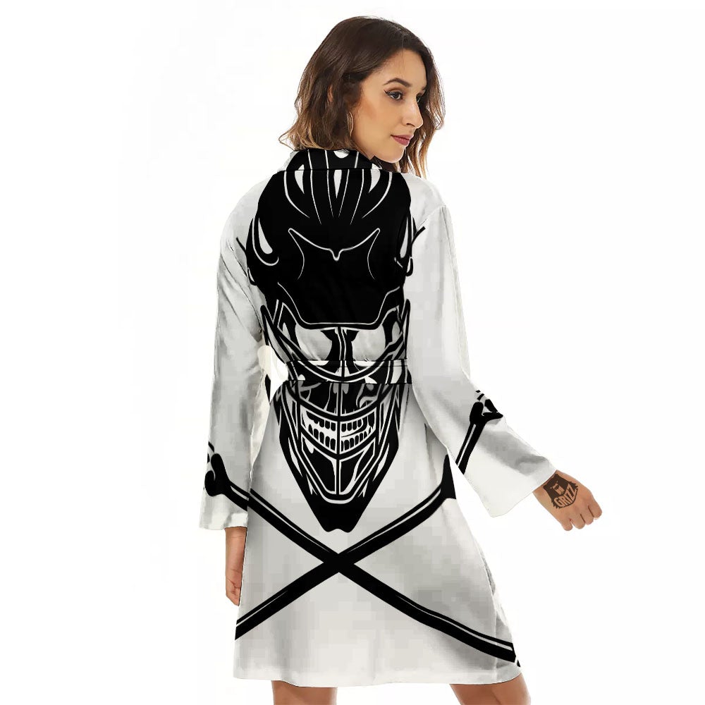 Skull Lacrosse Print Women's Robe-grizzshop