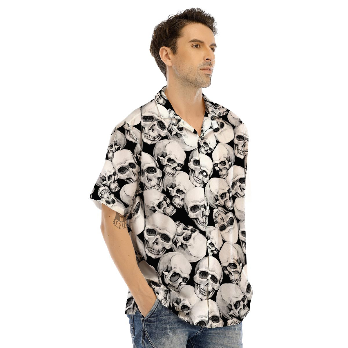 Skull Men’s Hawaiian Shirt-grizzshop