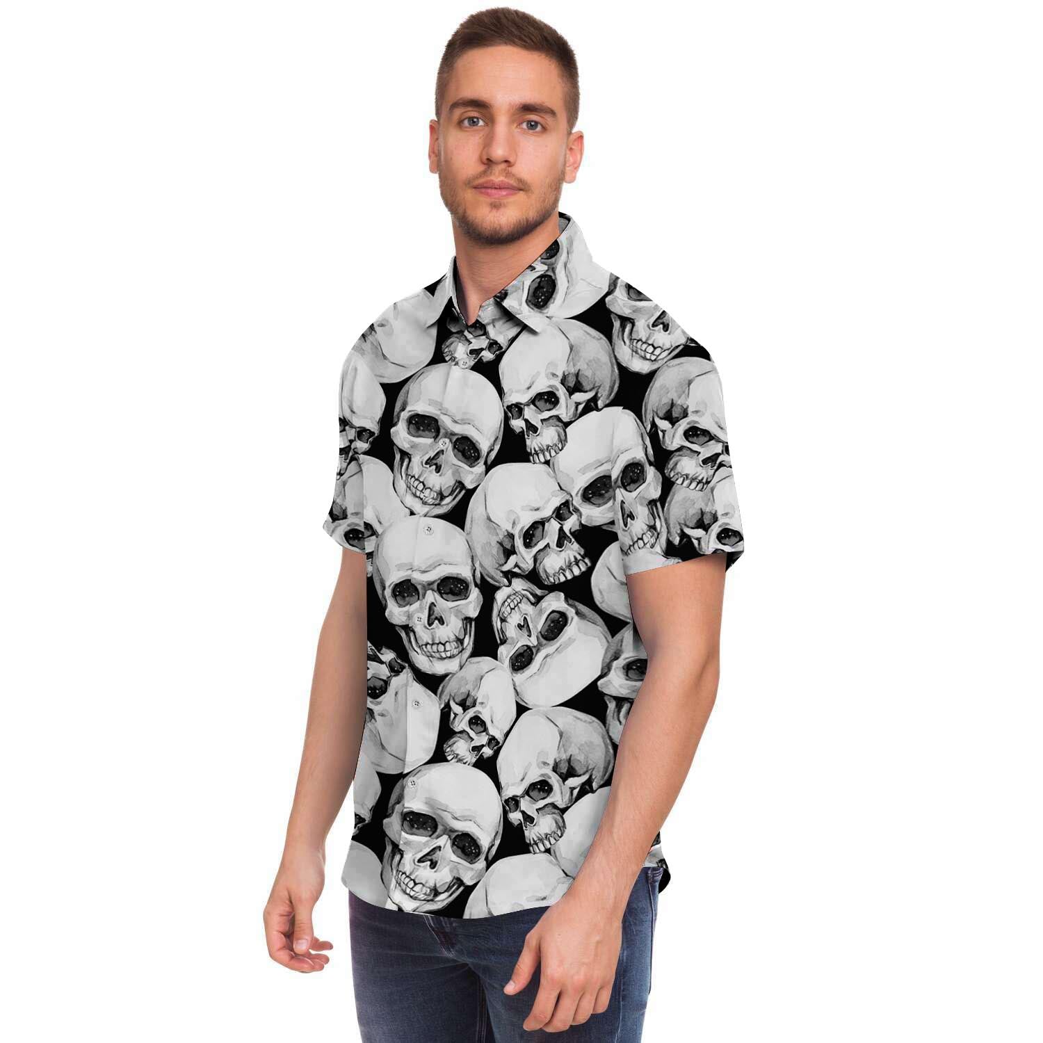 Skull Men's Short Sleeve Shirt-grizzshop