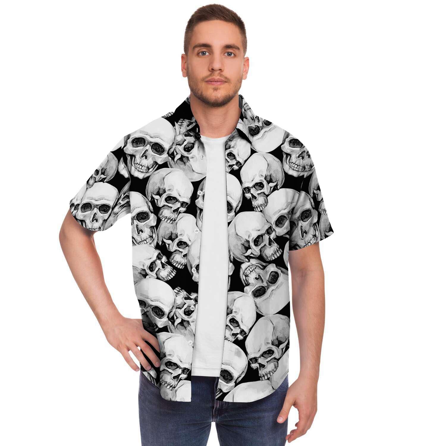 Skull Men's Short Sleeve Shirt-grizzshop