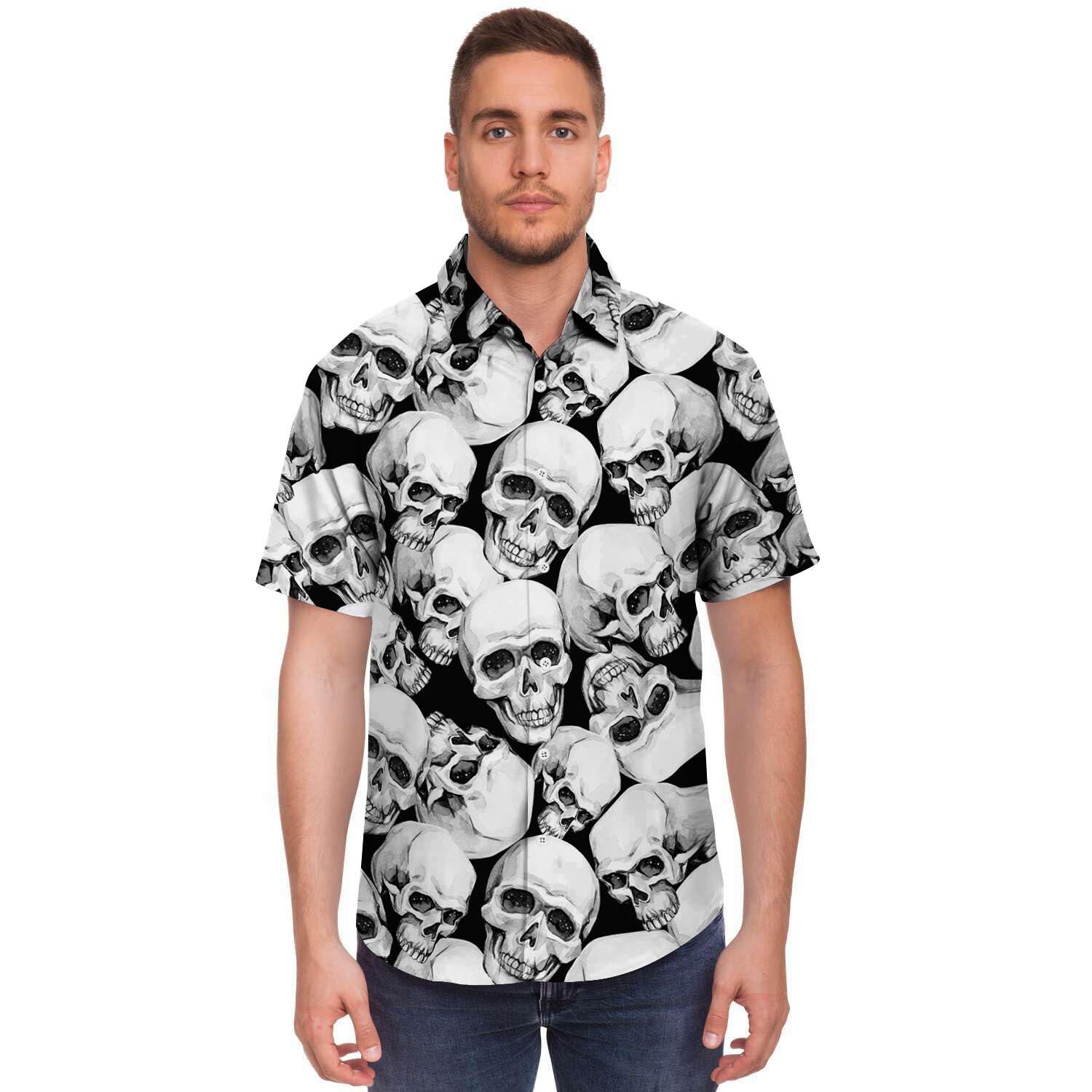 Skull Men's Short Sleeve Shirt-grizzshop