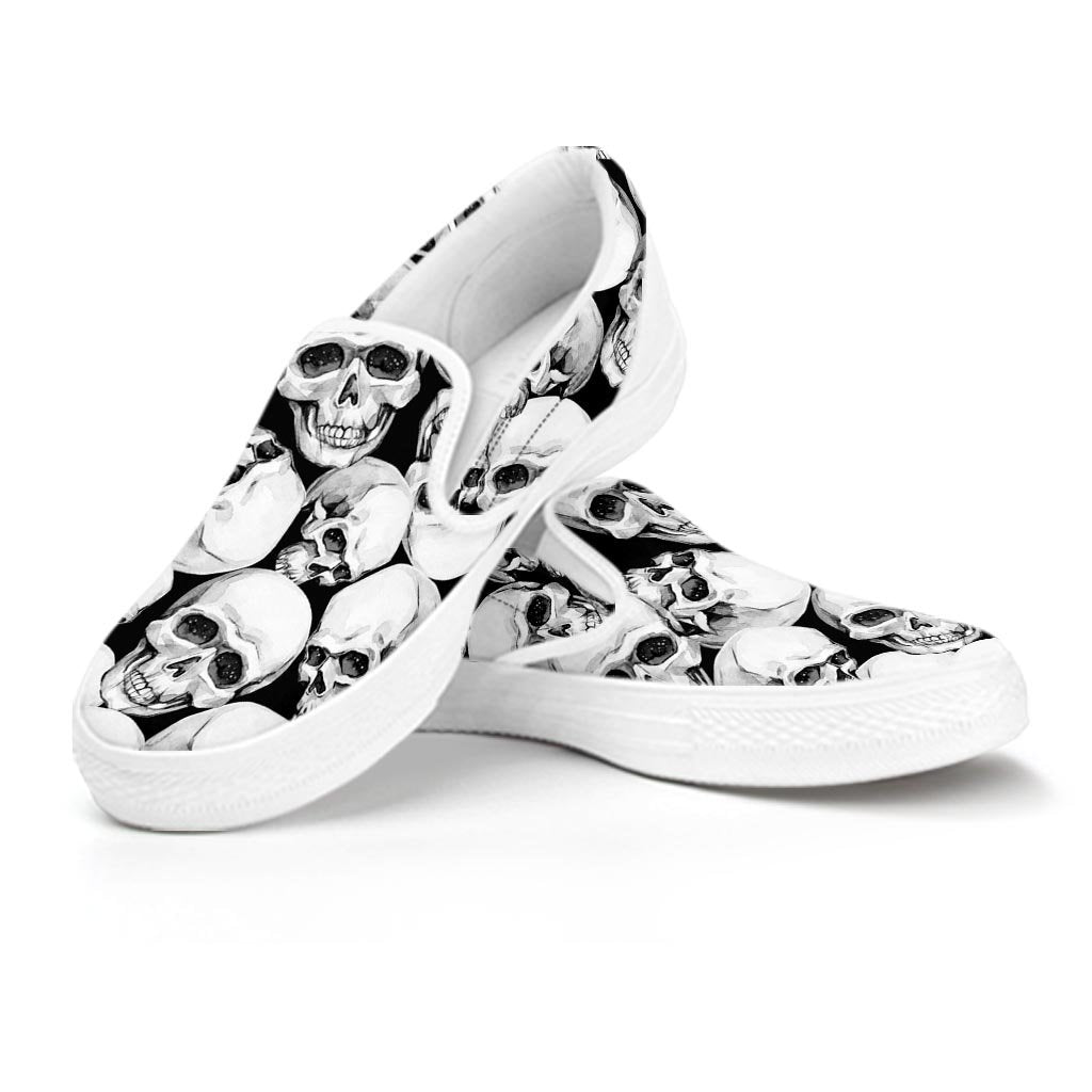 Skull Men's Slip On Sneakers-grizzshop