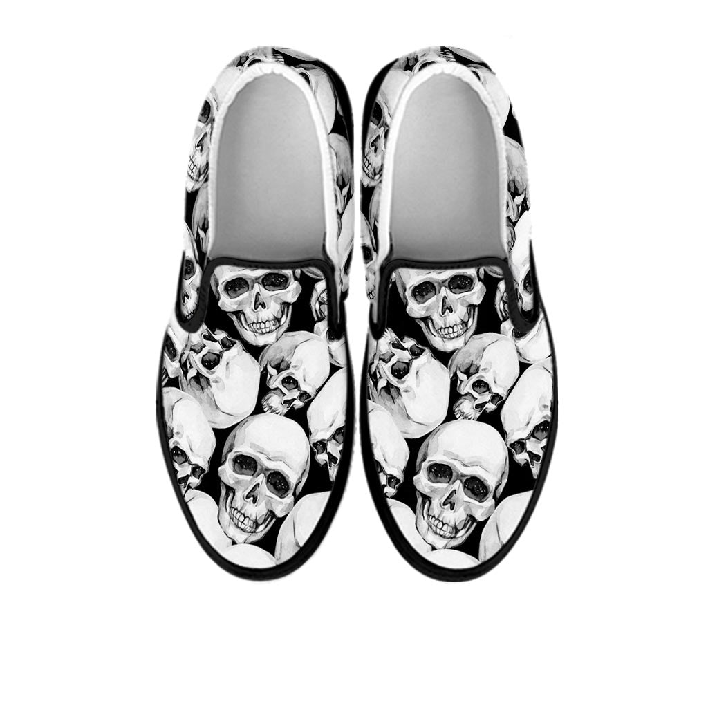 Skull Men's Slip On Sneakers-grizzshop