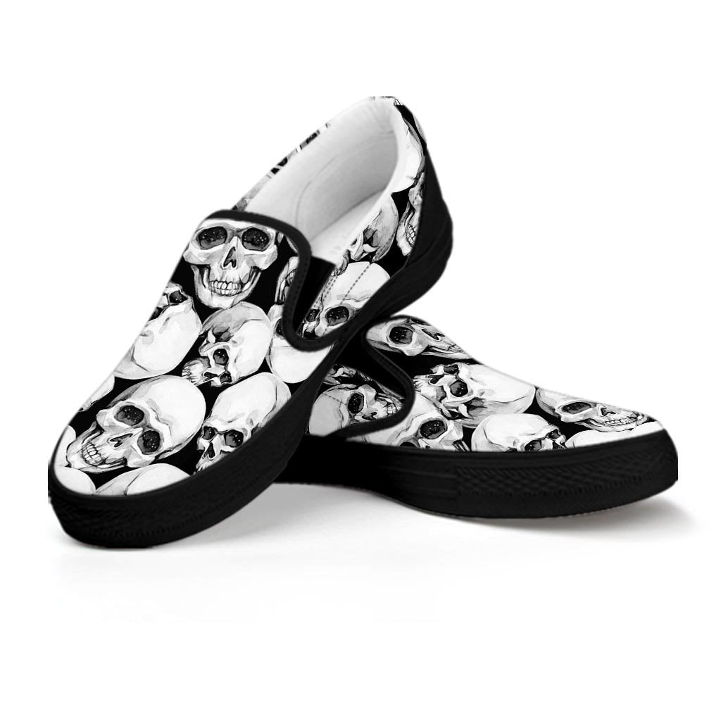 Skull Men's Slip On Sneakers-grizzshop