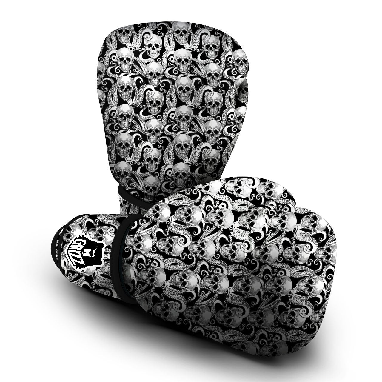 Skull Octopus Tentacles Print Pattern Boxing Gloves-grizzshop