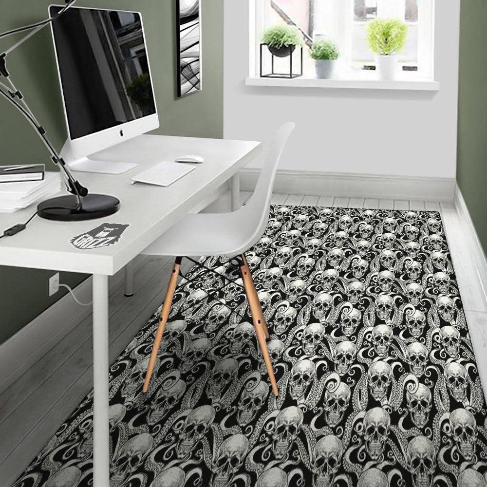 Skull Octopus Tentacles Print Pattern Floor Mat-grizzshop