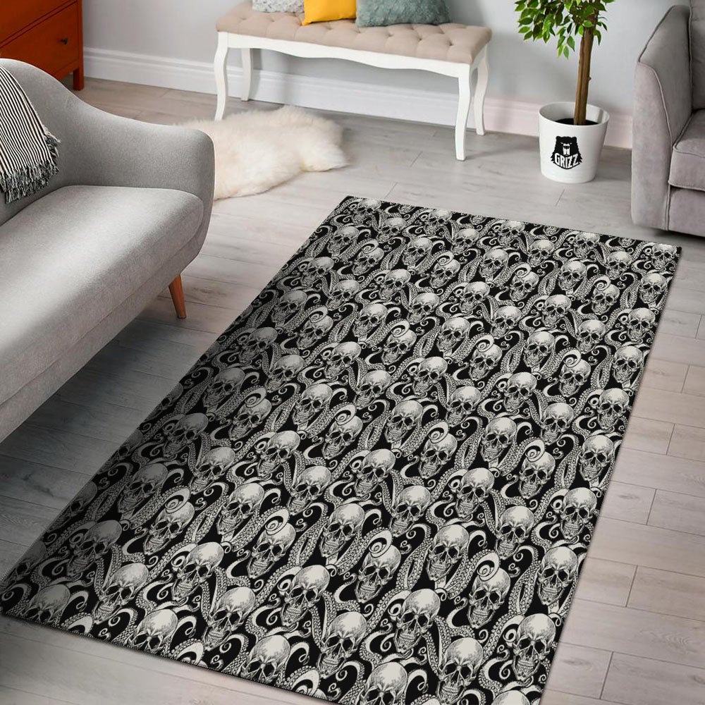 Skull Octopus Tentacles Print Pattern Floor Mat-grizzshop
