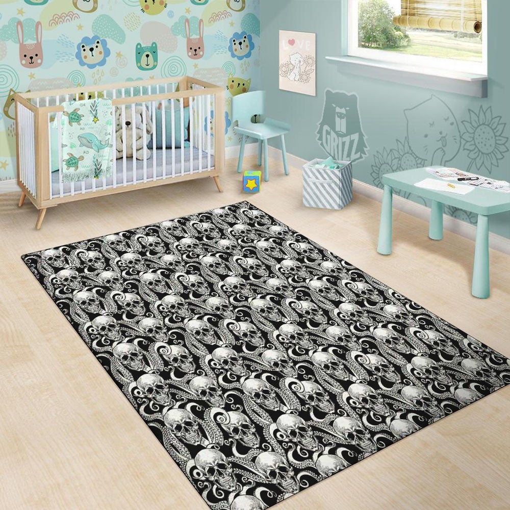 Skull Octopus Tentacles Print Pattern Floor Mat-grizzshop