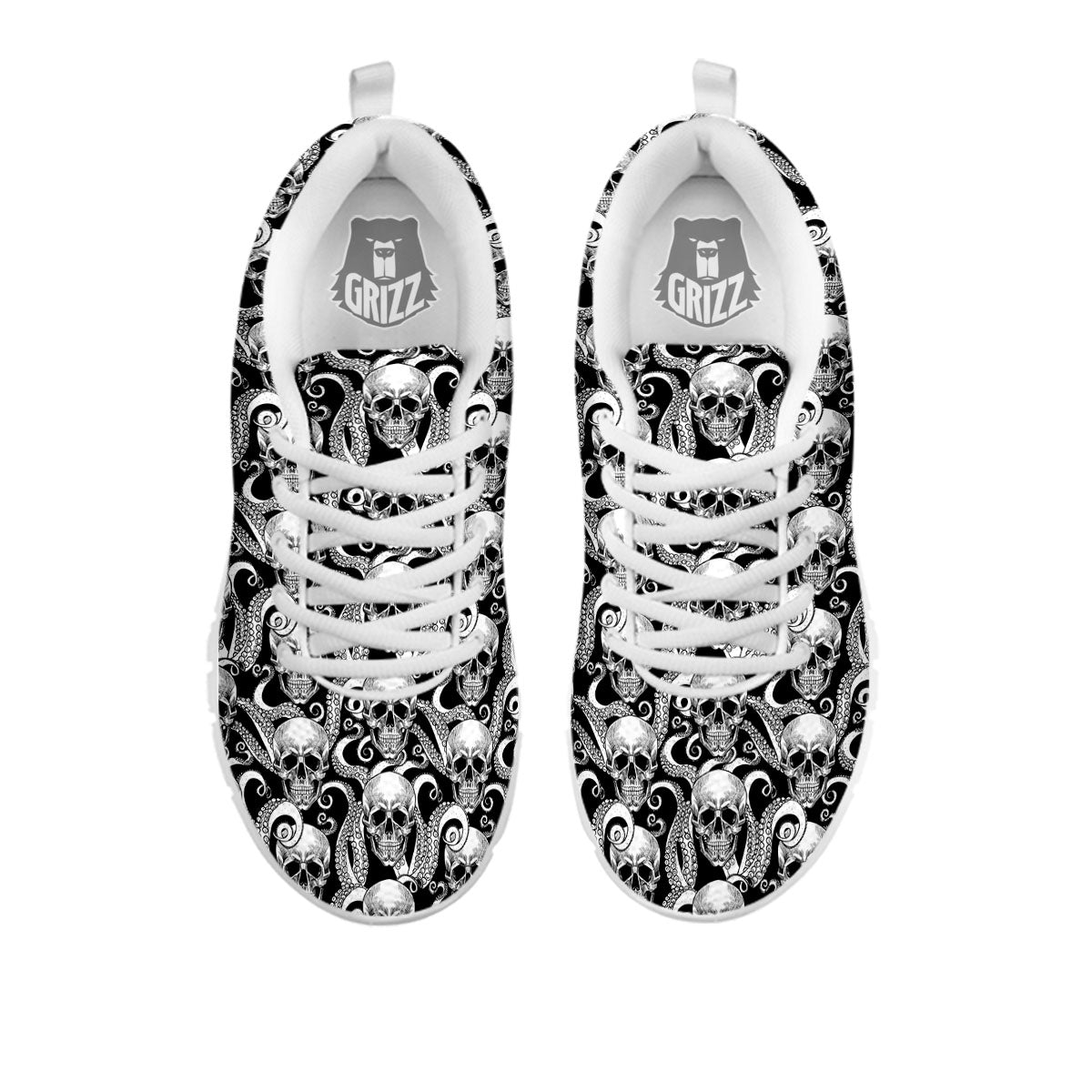 Skull Octopus Tentacles Print Pattern White Sneaker-grizzshop