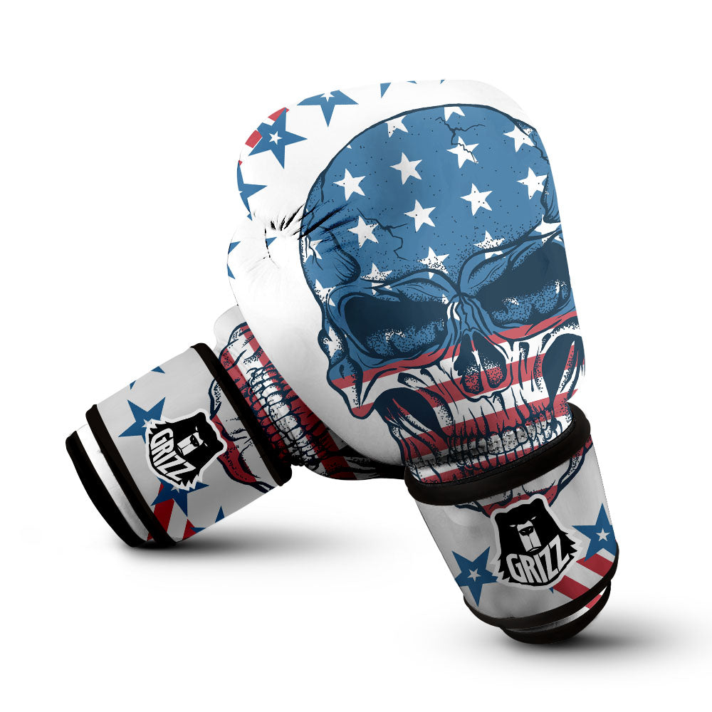 Skull Patriotic American Print Boxing Gloves-grizzshop