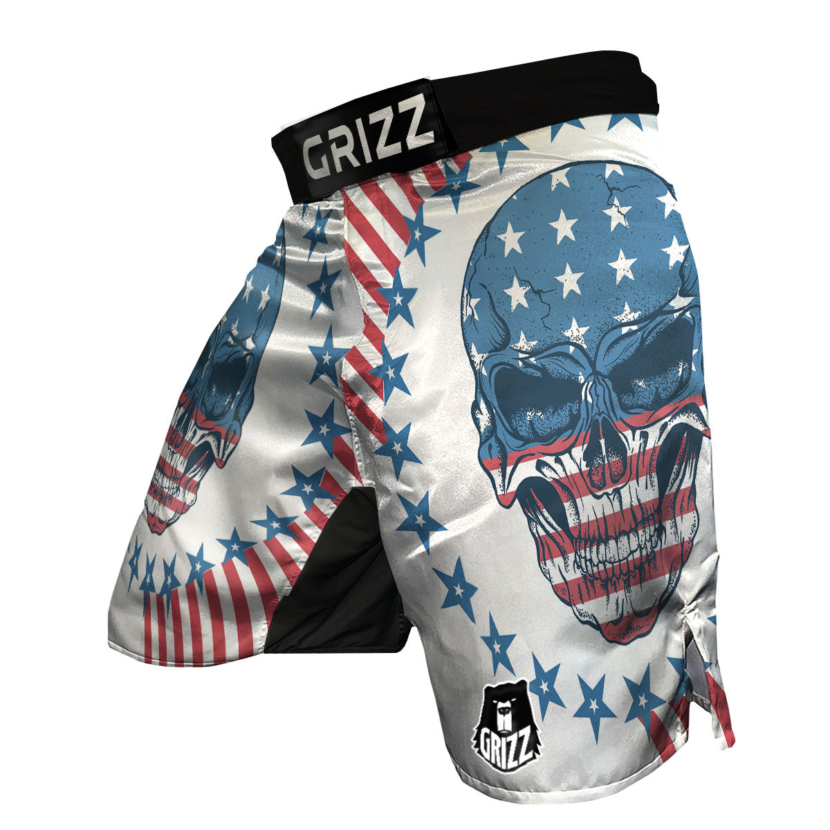 Skull Patriotic American Print MMA Shorts-grizzshop