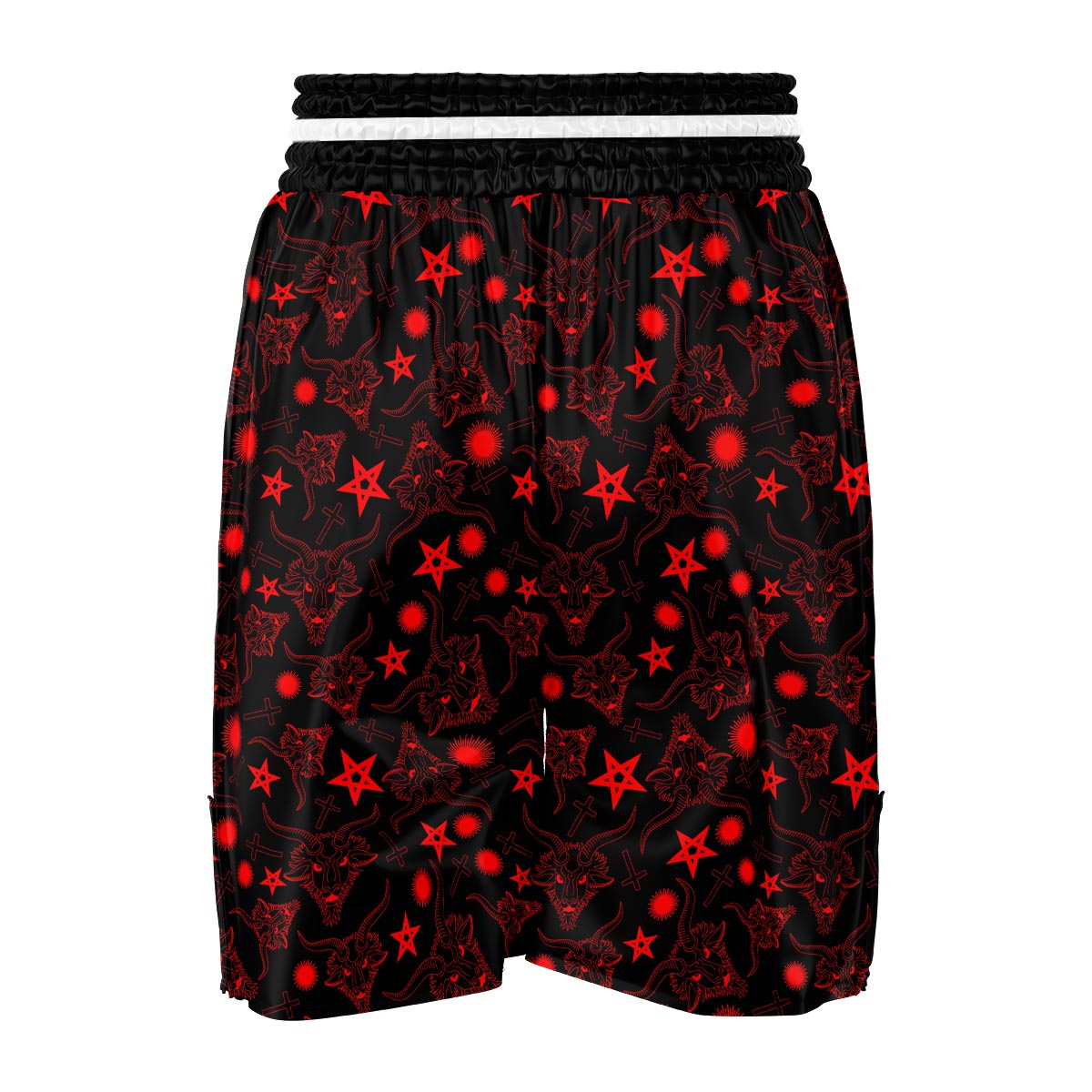 Skull Pentagram Satan Goat Print Pattern Boxing Shorts-grizzshop
